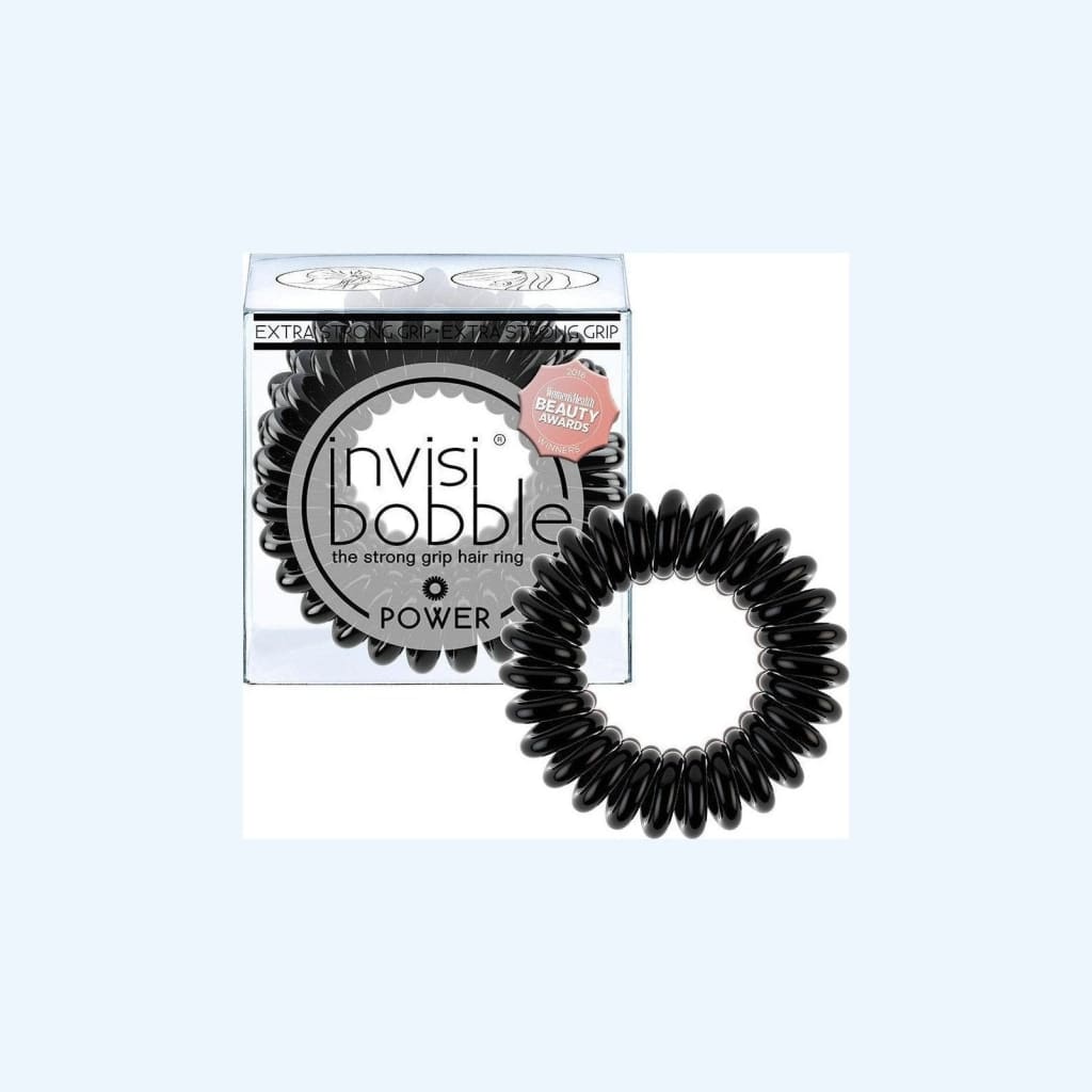 Invisibobble Power True Black Hair Tie: Extra Strong Grip Hair Ring for Thick Hair & Active Lifestyles
