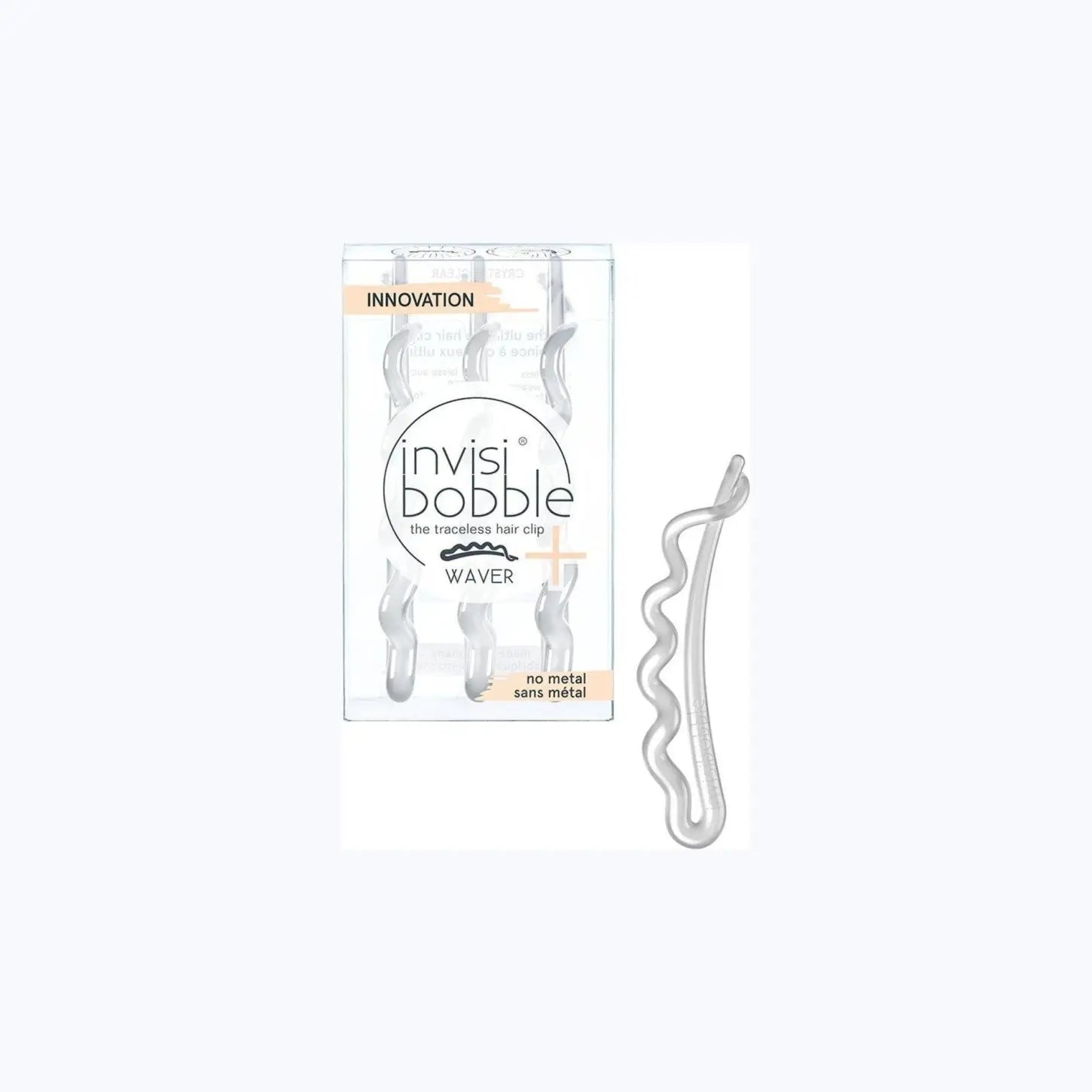 Invisibobble Waver Crystal Clear: No-Metal Hair Clip for Traceless Styling. Hair Accessory, Hairpin, Wave Clip. Packaging and Single Clip.