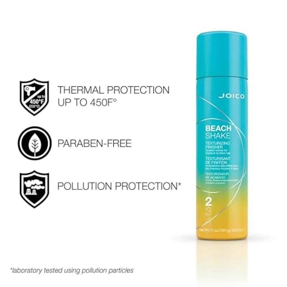 Joico Beach Shake Texturizing Spray: Thermal & Pollution Protection, Paraben-Free beach waves hair product. Teal/Yellow Bottle