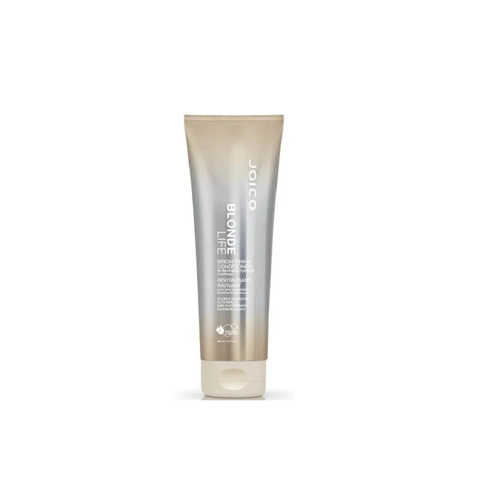 Joico Blonde Life Brightening Conditioner 250ml: Blonde hair care. Beige & white tube design.