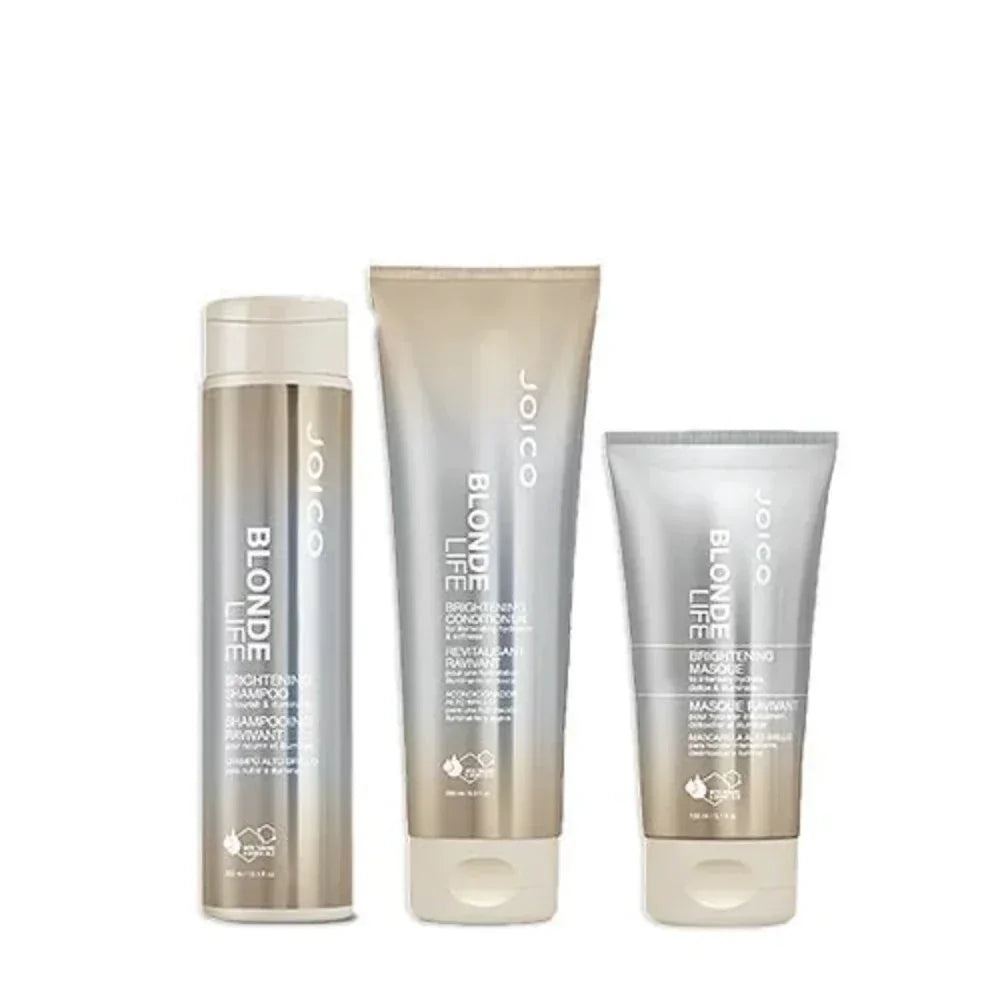 Joico Blonde Life Brightening Trio Bundle for high-lifted blonde hair care