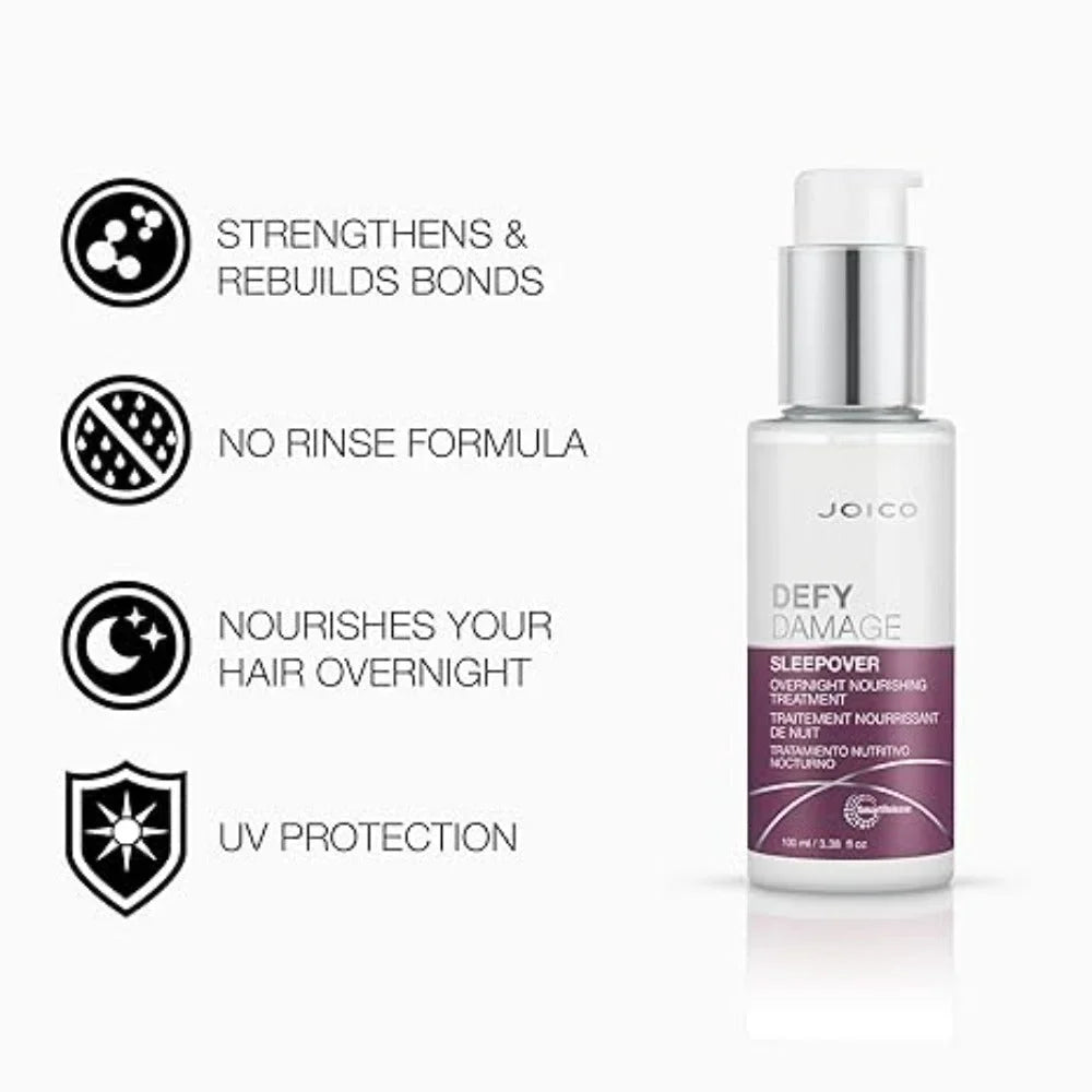 Joico Defy Damage Sleepover: Overnight Hair Repair Treatment for Damaged Hair & Split Ends. Strengthen & Rebuild Bonds | UV Protection