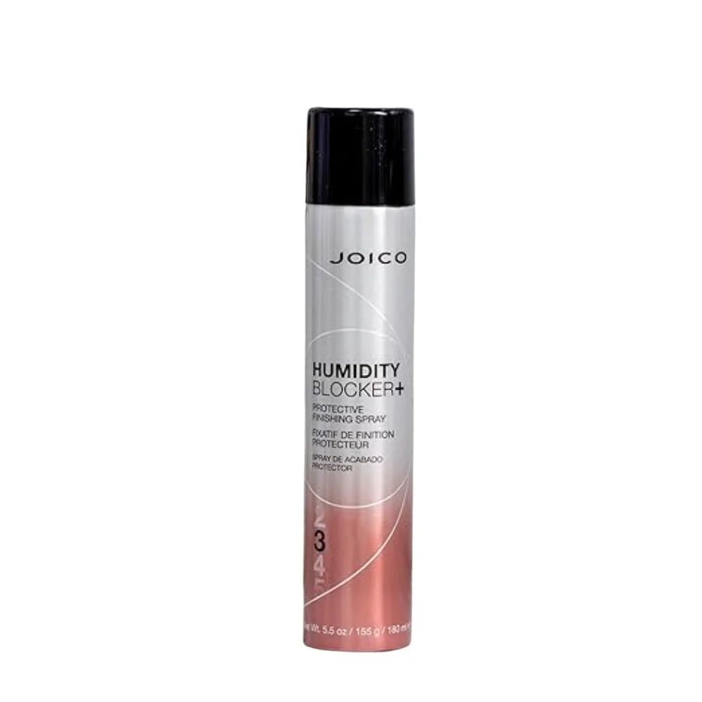 Joico Humidity Blocker+ hairspray: Protective finishing spray for frizz control. Stylish can design.
