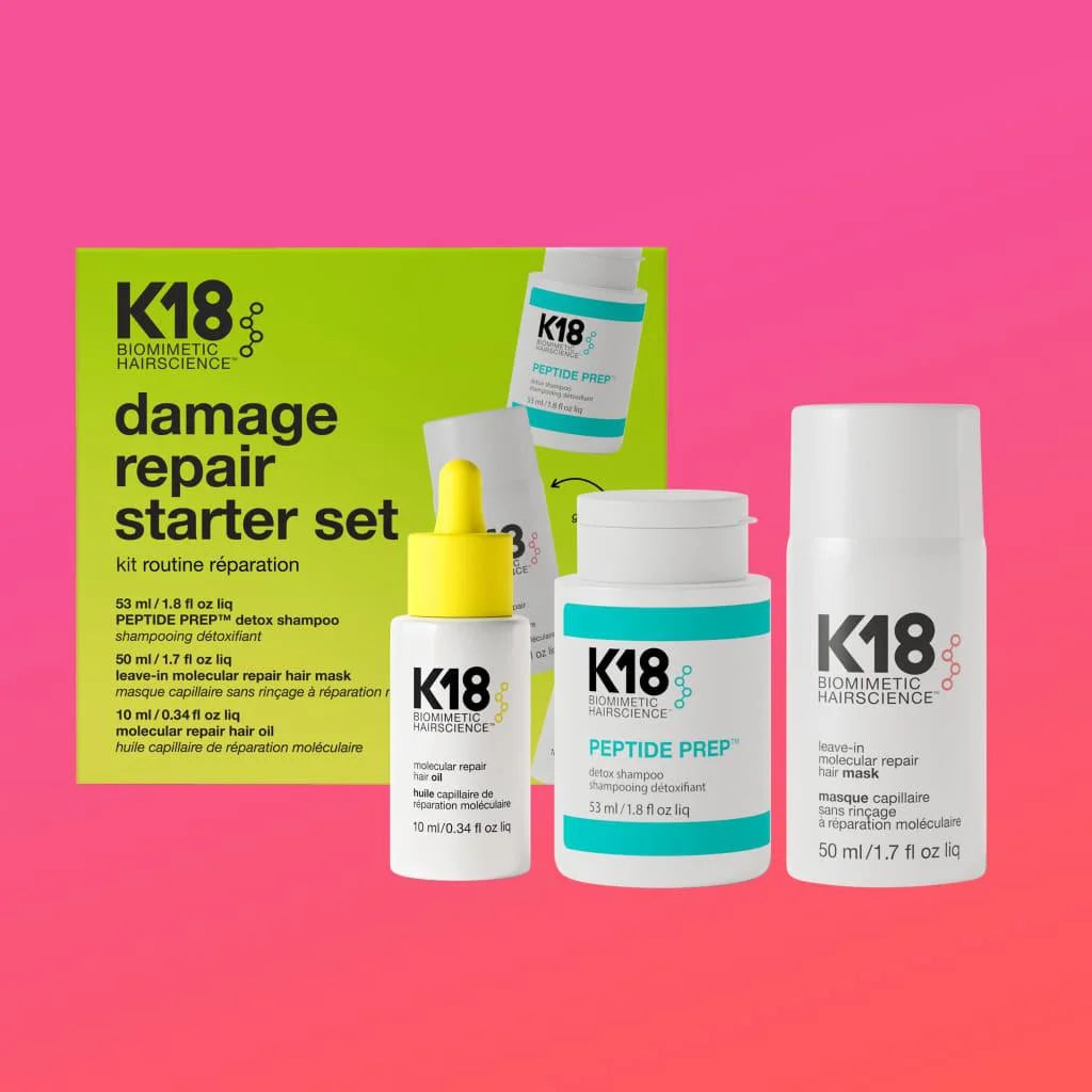 K18 Damage Repair Starter Set: Shampoo, Hair Mask, Hair Oil | K18 Hair Care | Hair Repair for Damaged Hair