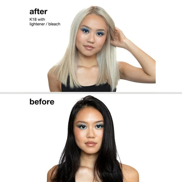 K18 Hair Mask Before & After: Dark to Bleached Transformation. Repair & Strengthen Hair After Bleaching with K18 Leave-In Treatment.