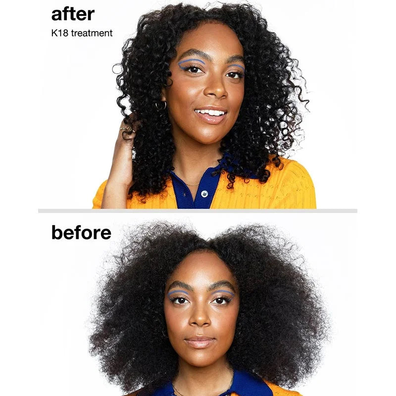 K18 Hair Repair: Before & After. See the transformative results of K18 treatment for damaged, curly hair.