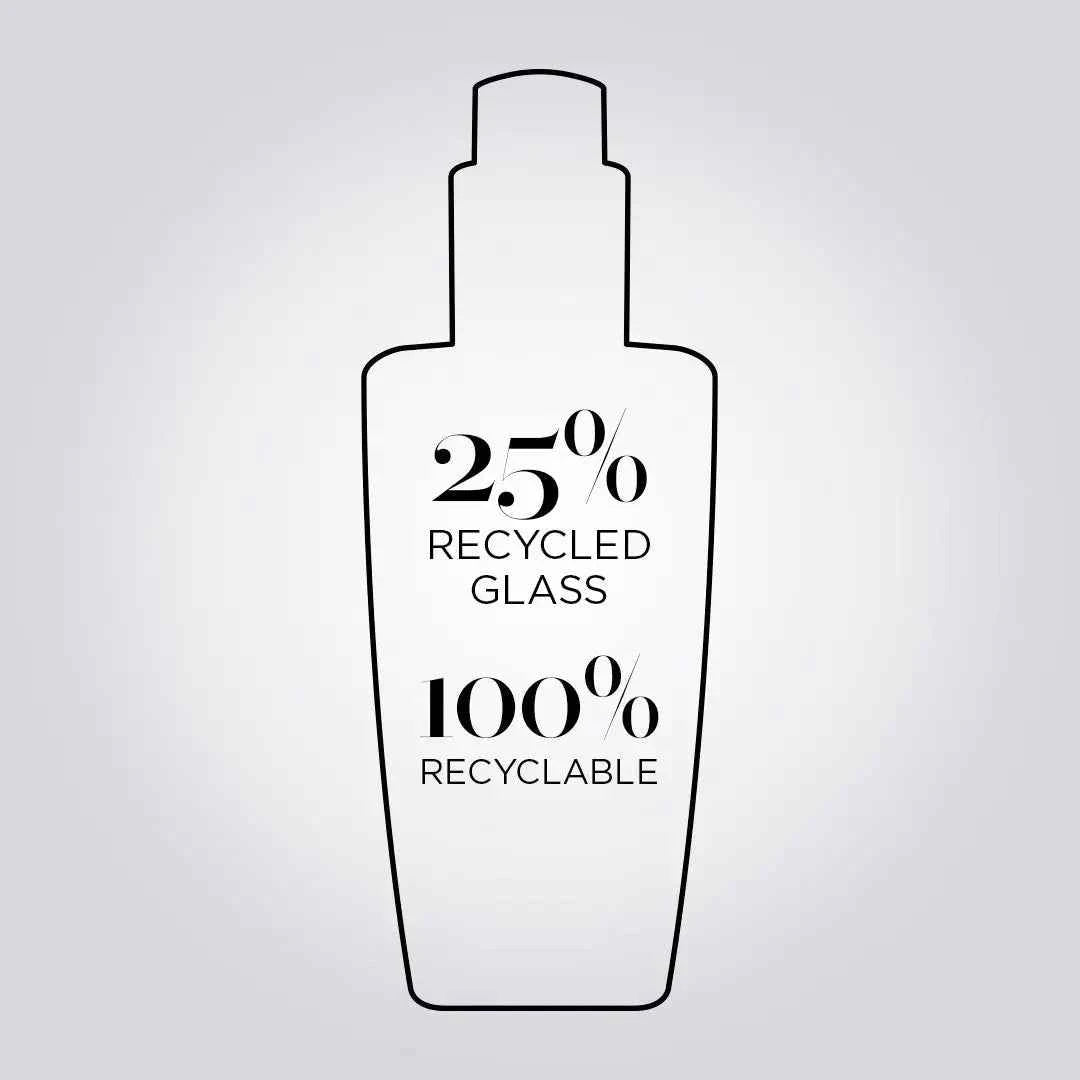 Kerastase Hair Oil Bottle: 25% Recycled Glass, 100% Recyclable. Sustainable beauty choice.