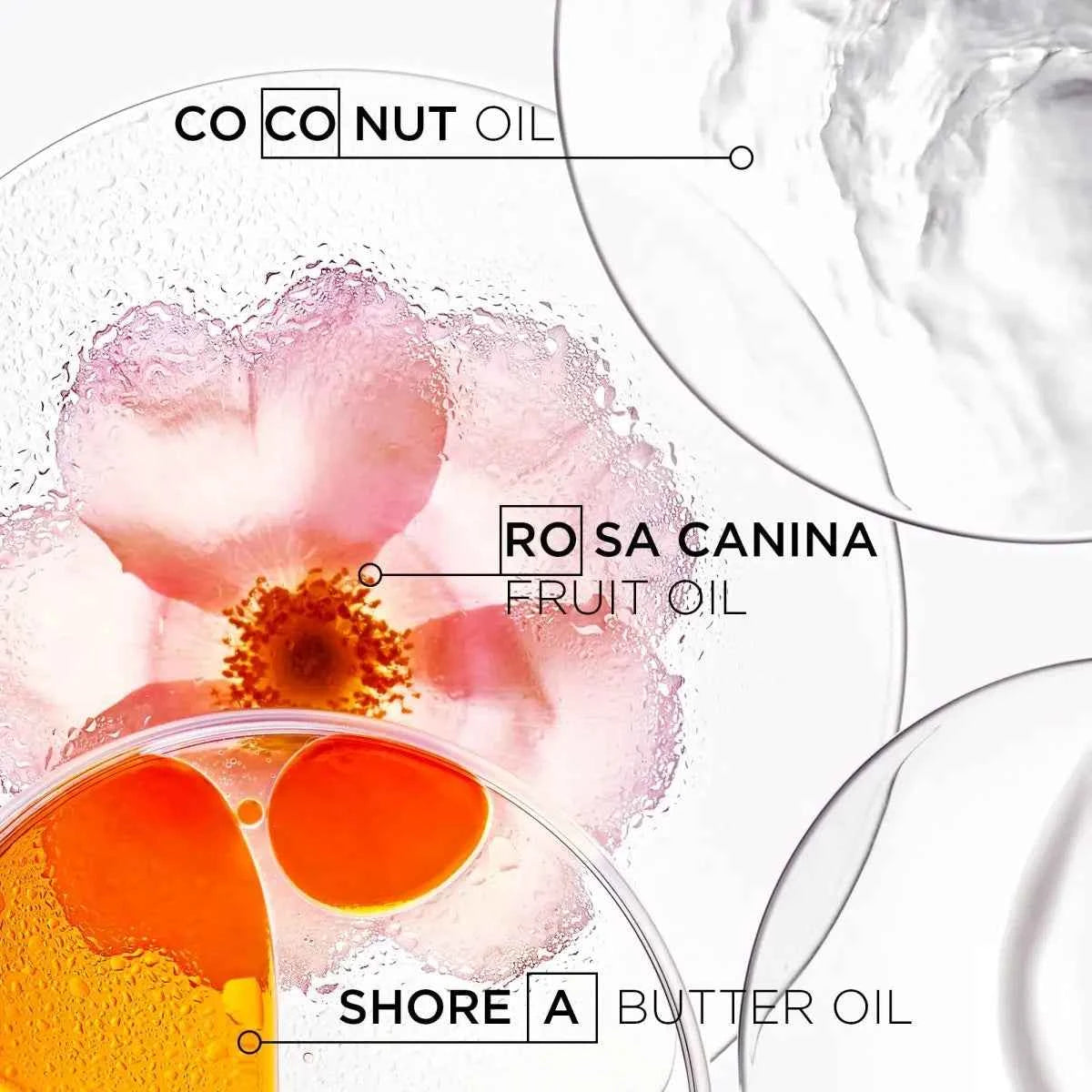 Kerastase Hair Oil Ingredients: Coconut Oil, Rosa Canina, Shore A Butter Oil. Natural Shine, Healthy Hair.