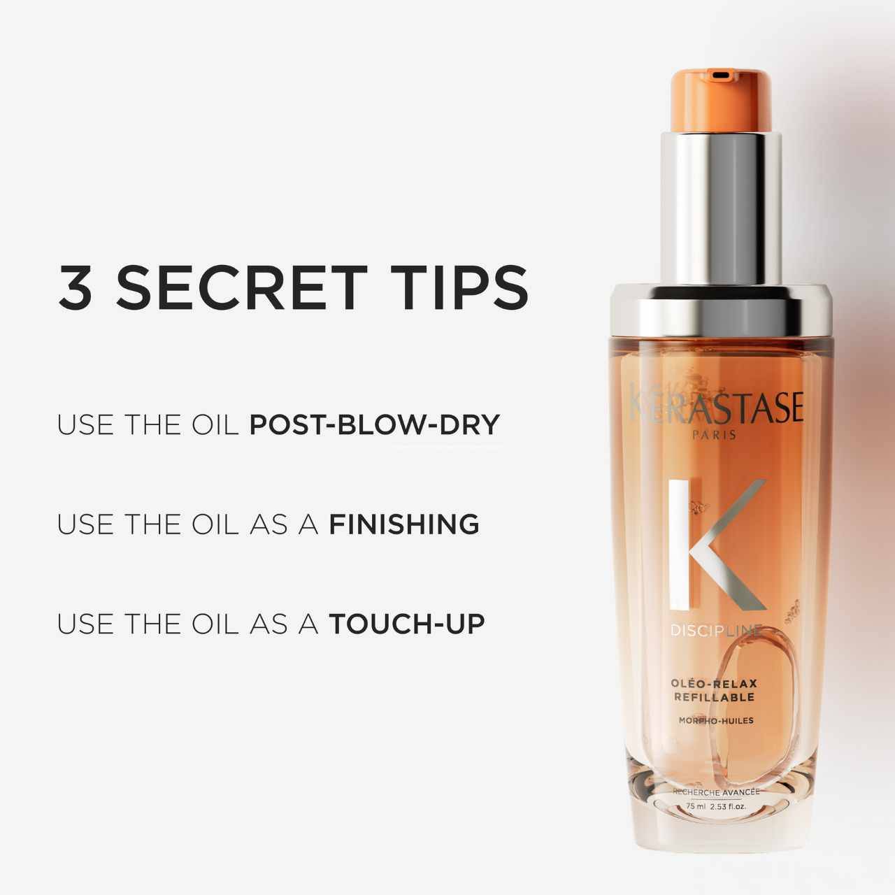 Kérastase Discipline Oleo-Relax Hair Oil: Frizz Control & Smoothness. Refillable Anti-Frizz Hair Oil for Disciplined Hair