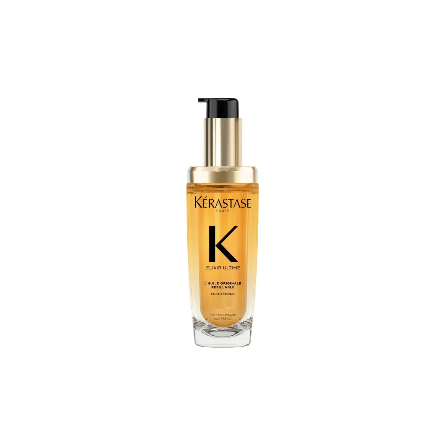 Kérastase Elixir Ultime Refillable Hair Oil 75ml. Luxury hair serum for shine and smoothness.