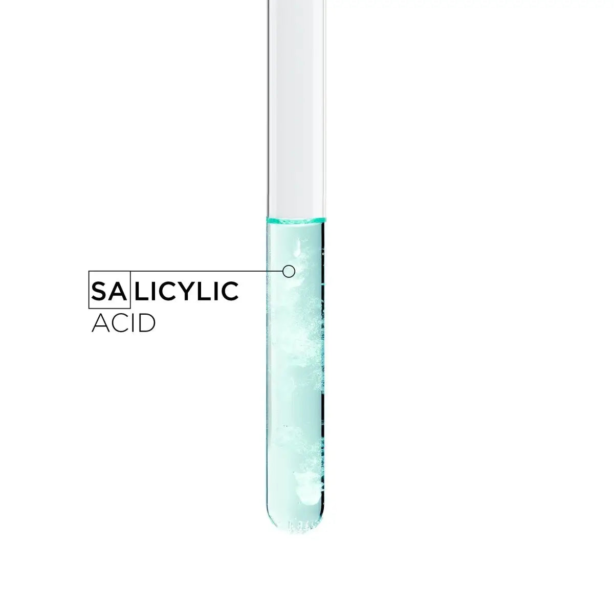 Kerastase Symbiose Anti Dandruff Treatment: Lab test tube of Salicylic Acid solution. Flake-free, revitalized scalp