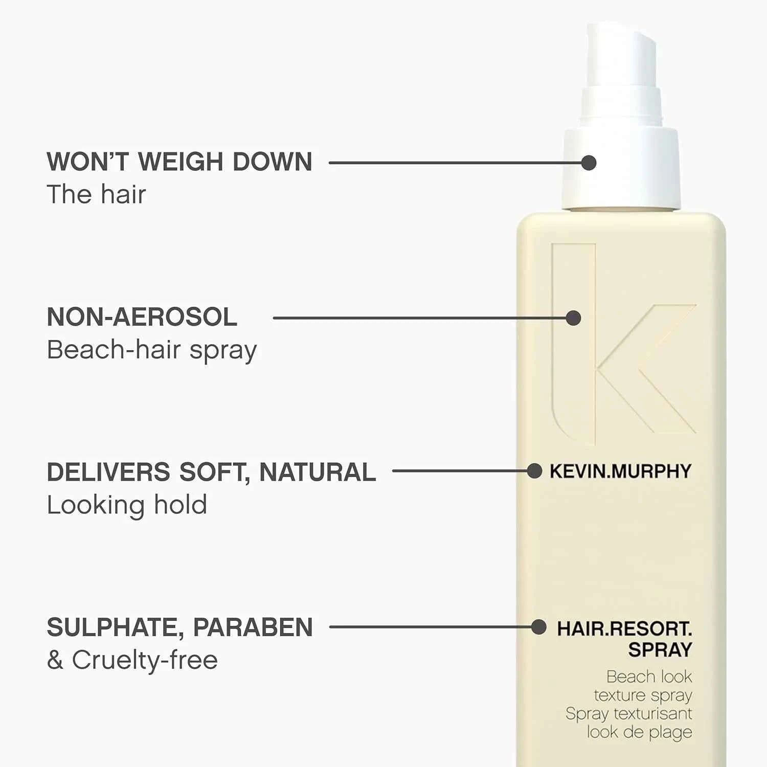 Kevin Murphy Hair Resort Spray - Beach Wave Texturizing Spray, Sulphate-Free