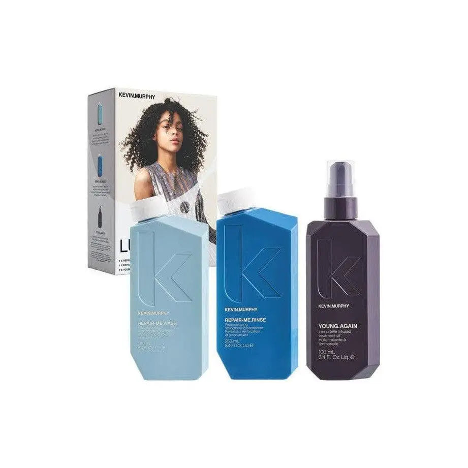 Kevin Murphy Repair-Me Wash Gift Set: Shampoo, Conditioner, Young Again Treatment. Hair Repair & Hydration. Luxury Haircare Products