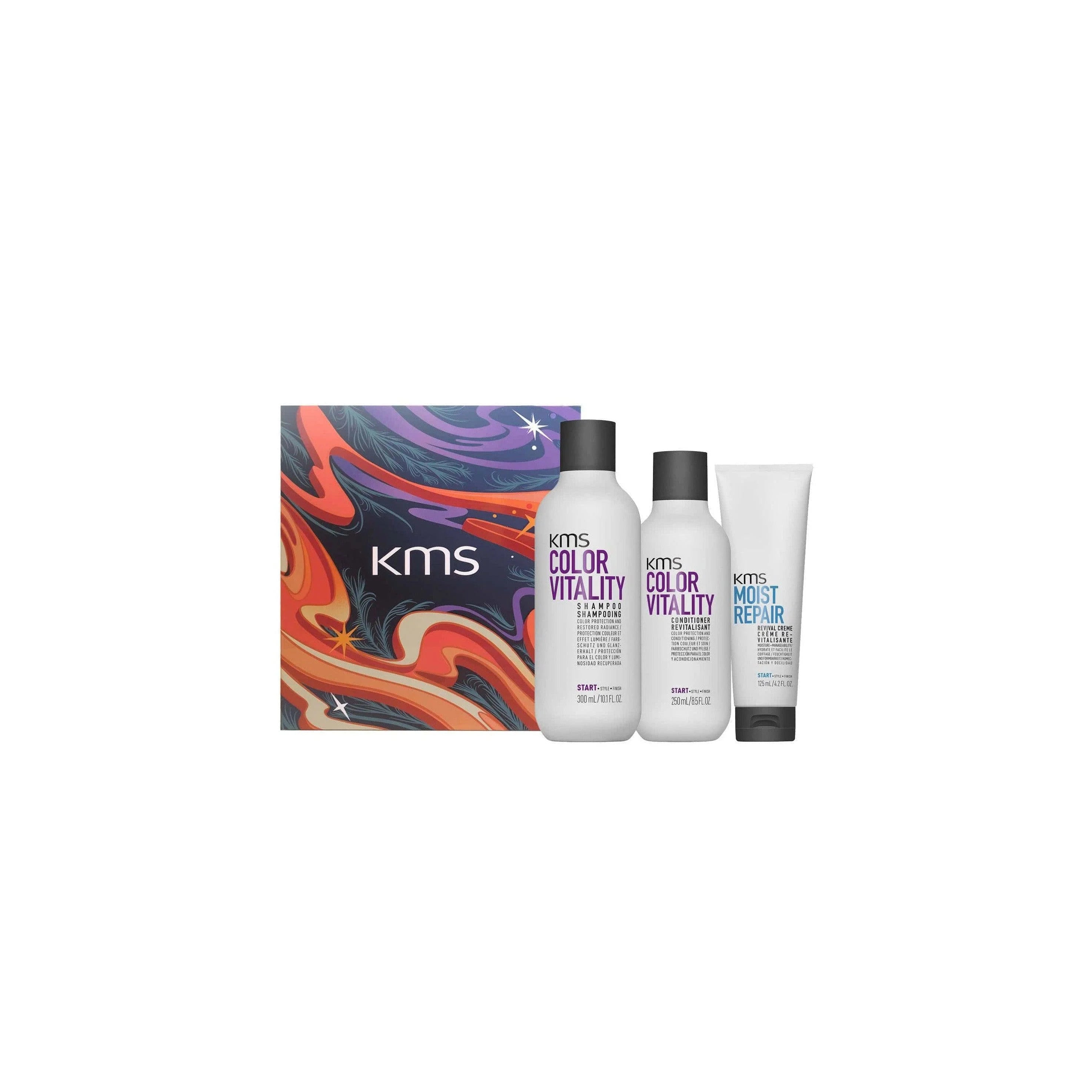 KMS Color Vitality Hair Care Set: Shampoo, Conditioner, Repair Creme - Color Treated Hair
