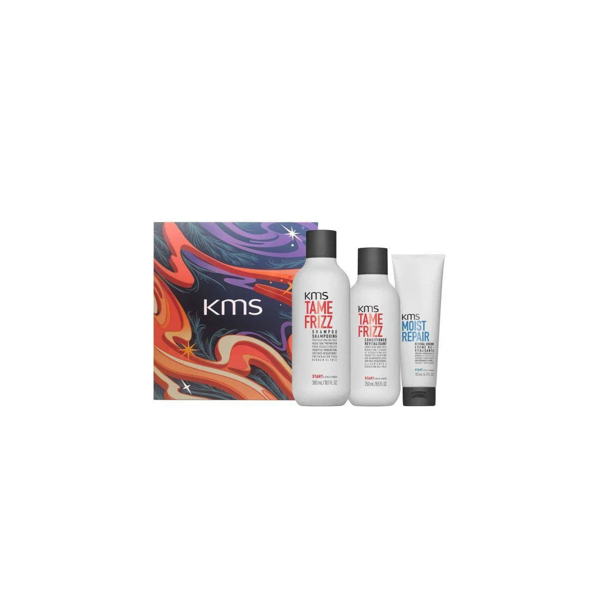 KMS Tame Frizz Gift Set: Shampoo, Conditioner, & Moist Repair Cream - Frizz Control Hair Care