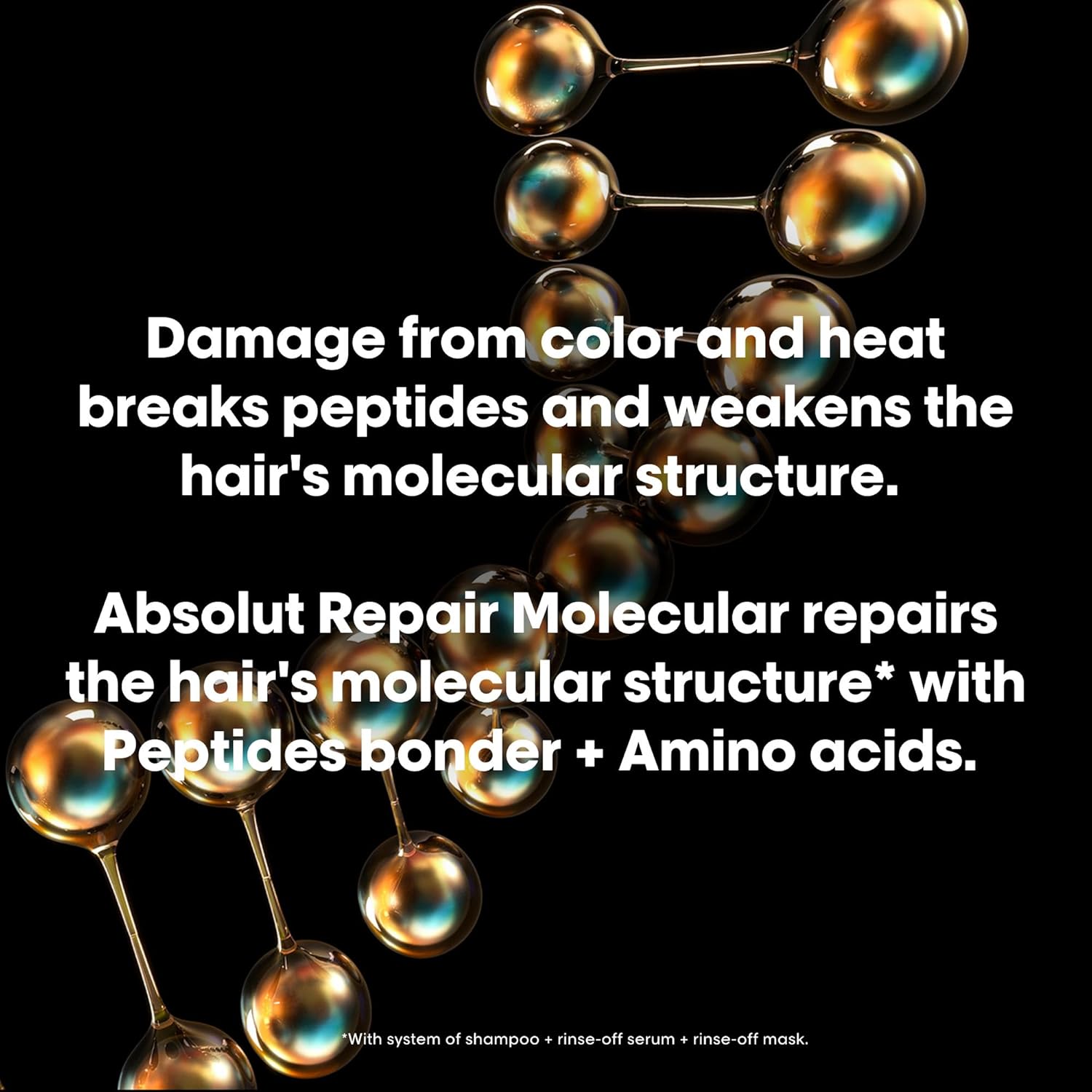 L'Oreal Absolut Repair Molecular Hair Mask: Repairs Damaged Hair with Peptides for Stronger, Healthier Locks