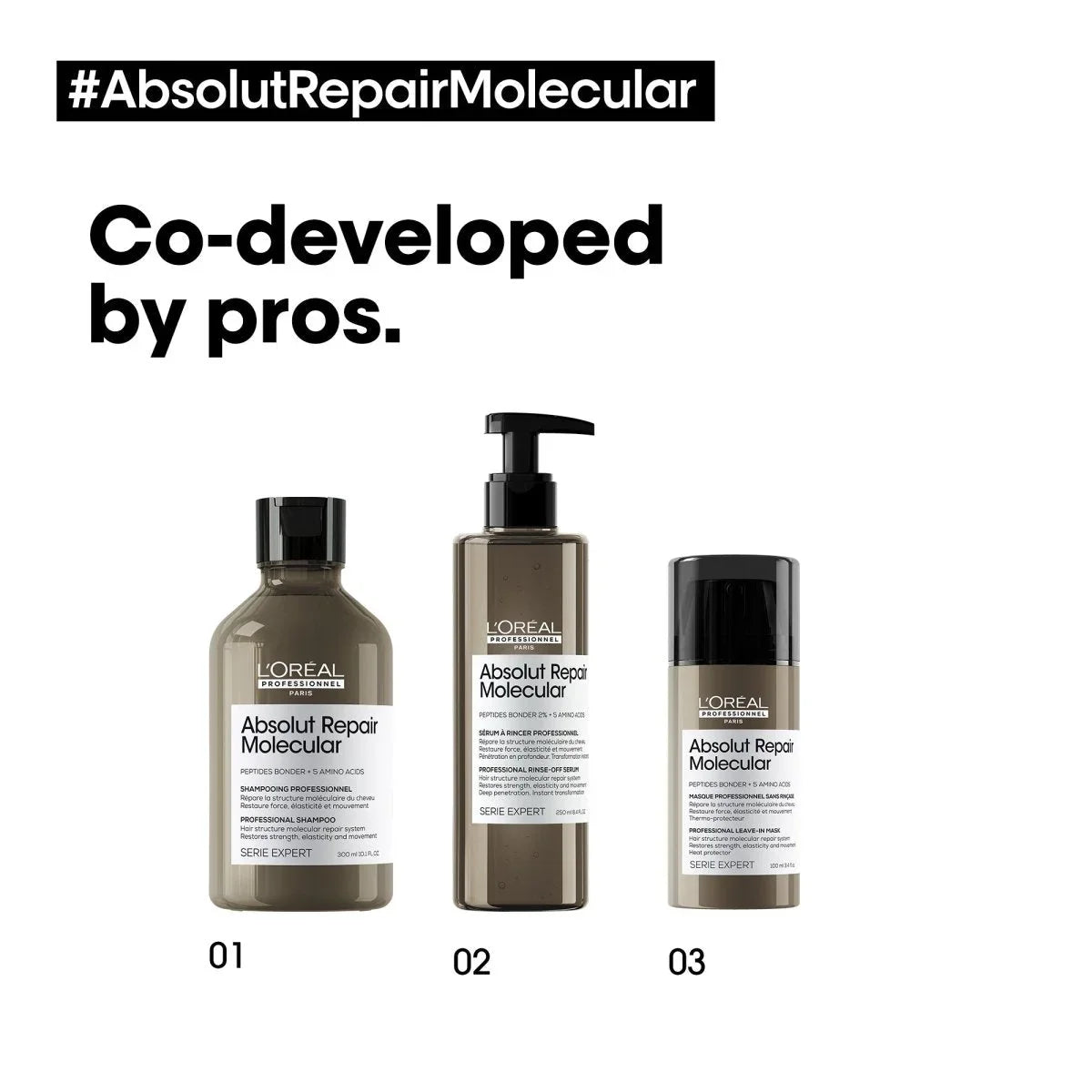L'Oréal Absolut Repair Molecular: Shampoo, Serum, Leave-In. Hair repair for damaged hair. #AbsolutRepairMolecular