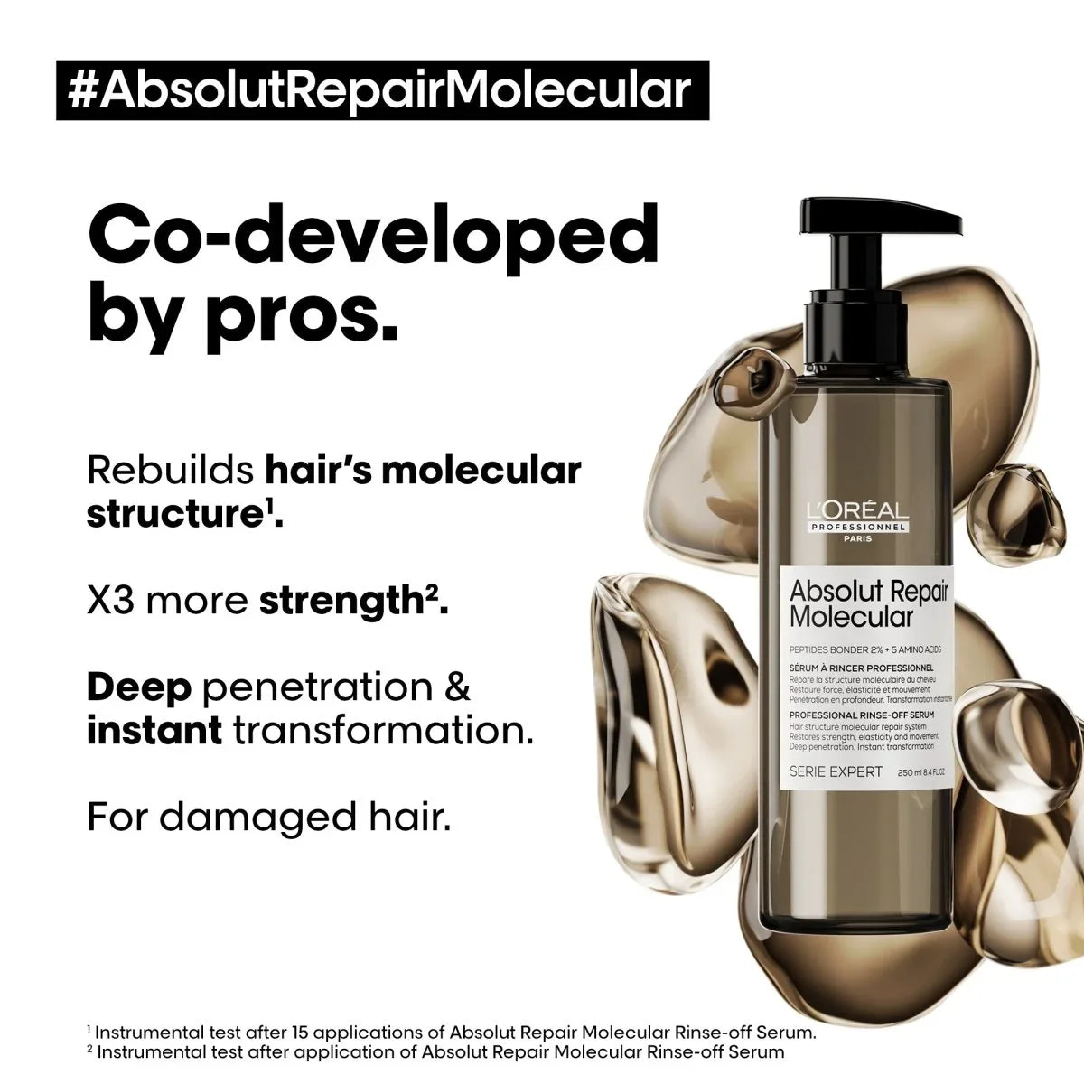L'Oreal Absolut Repair Molecular Rinse Off Serum 250ml. Hair repair for damaged hair. Shine & strength. #AbsolutRepairMolecular