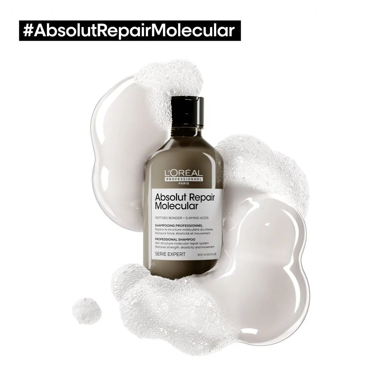L'Oreal Absolut Repair Molecular Shampoo: Repair Damaged Hair. Professional Hair Care for Stronger, Healthier Hair. 300ml Bottle.