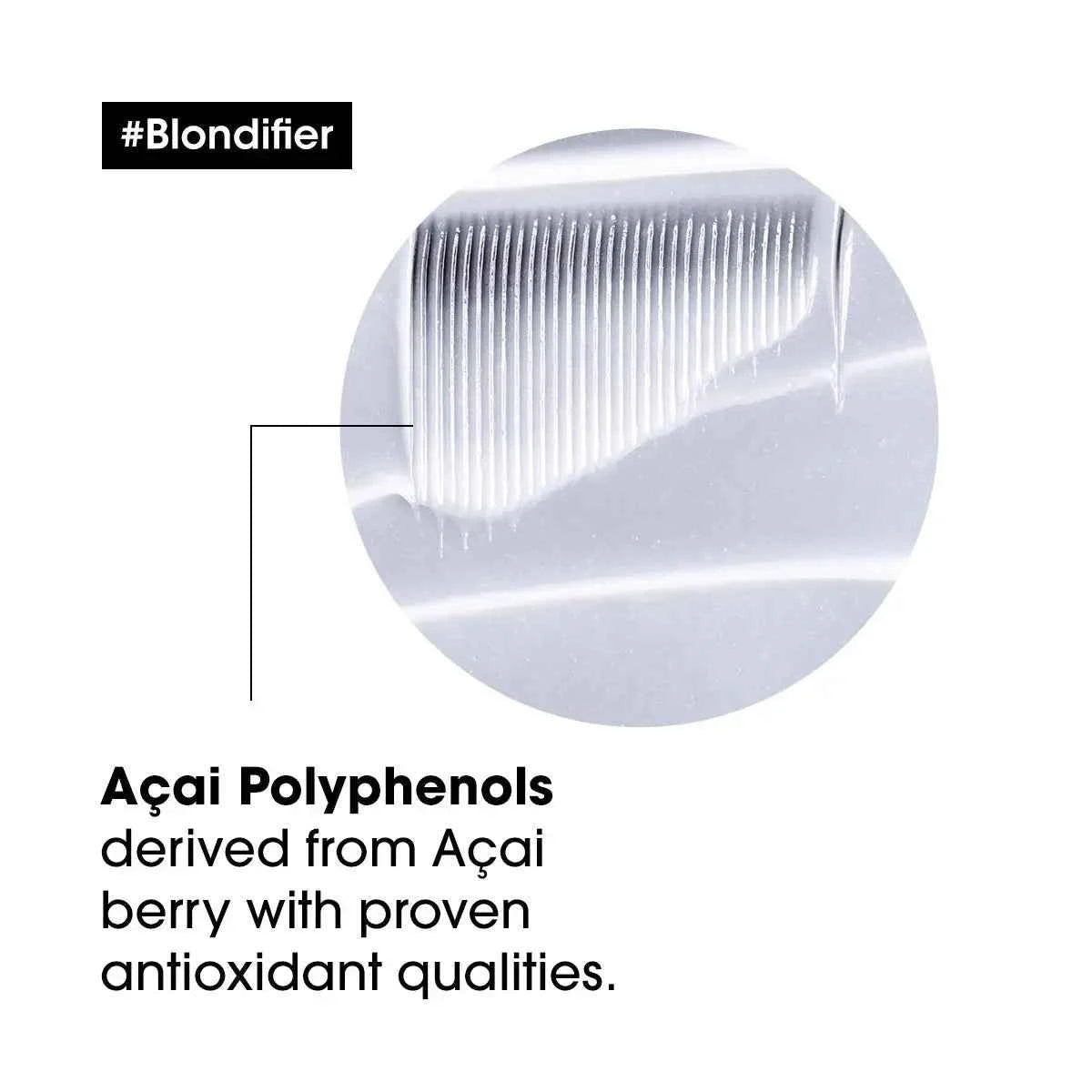 L'Oreal Blondifier Hair Mask: Shine Enhancing Antioxidant Treatment for Blonde Hair. Texture Close Up.