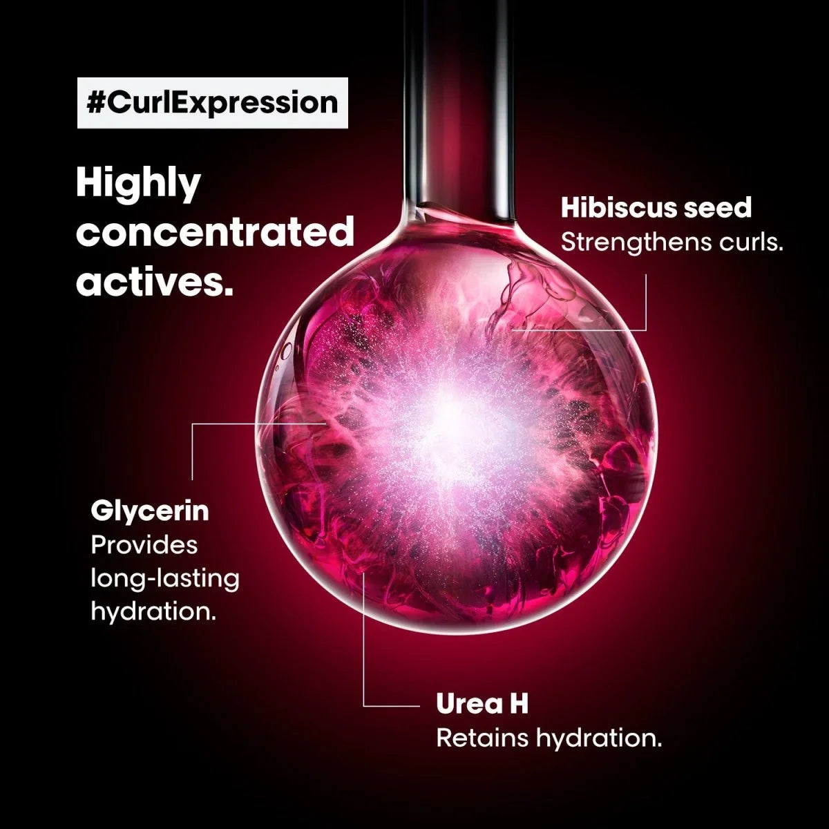 L'Oreal Curl Expression Ingredients: Hydrating Hibiscus Seed, Glycerin & Urea H for Strong, Defined Curls.