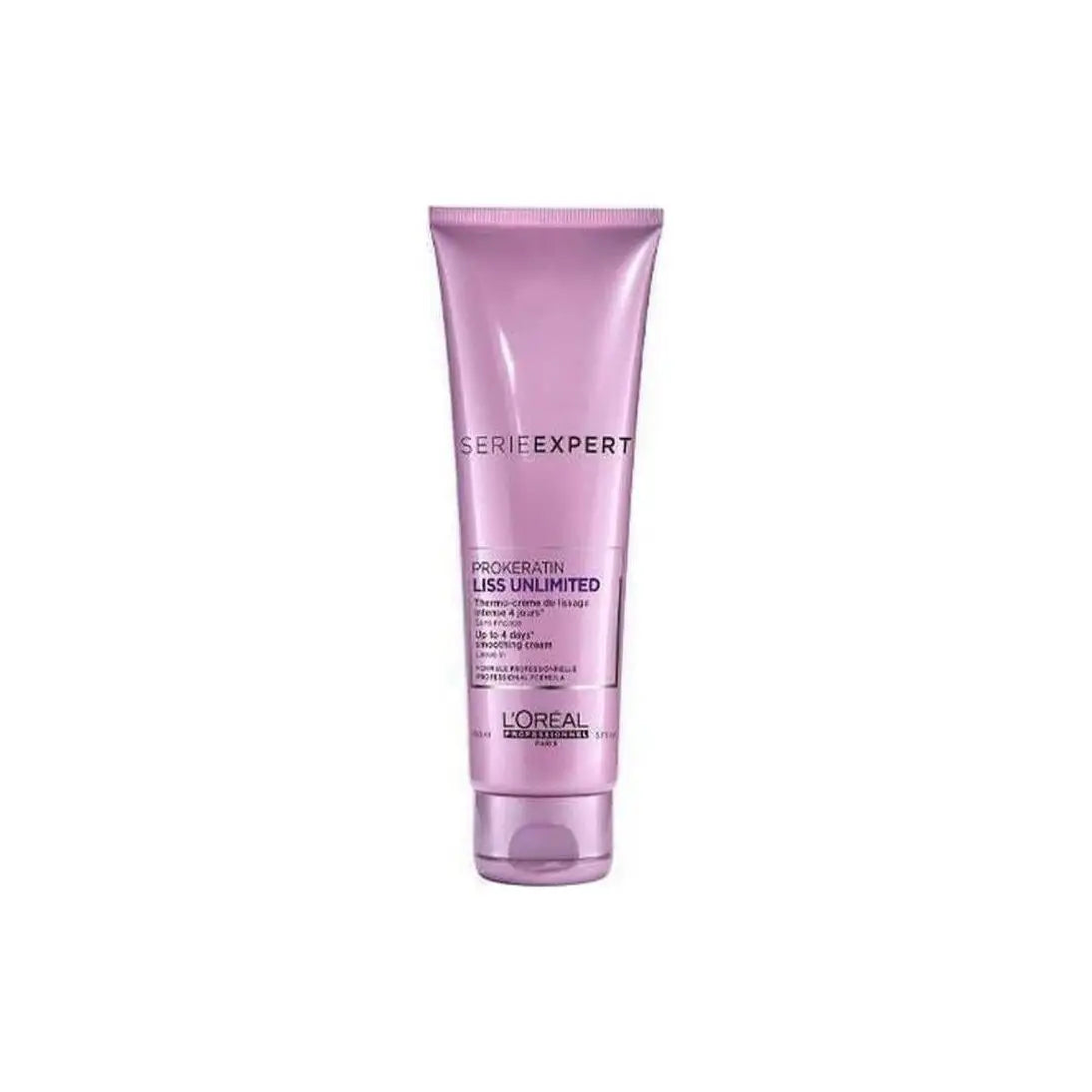 Pink tube of L’Oreal Serie Expert Liss Unlimited Blow Dry Cream for rebellious hair