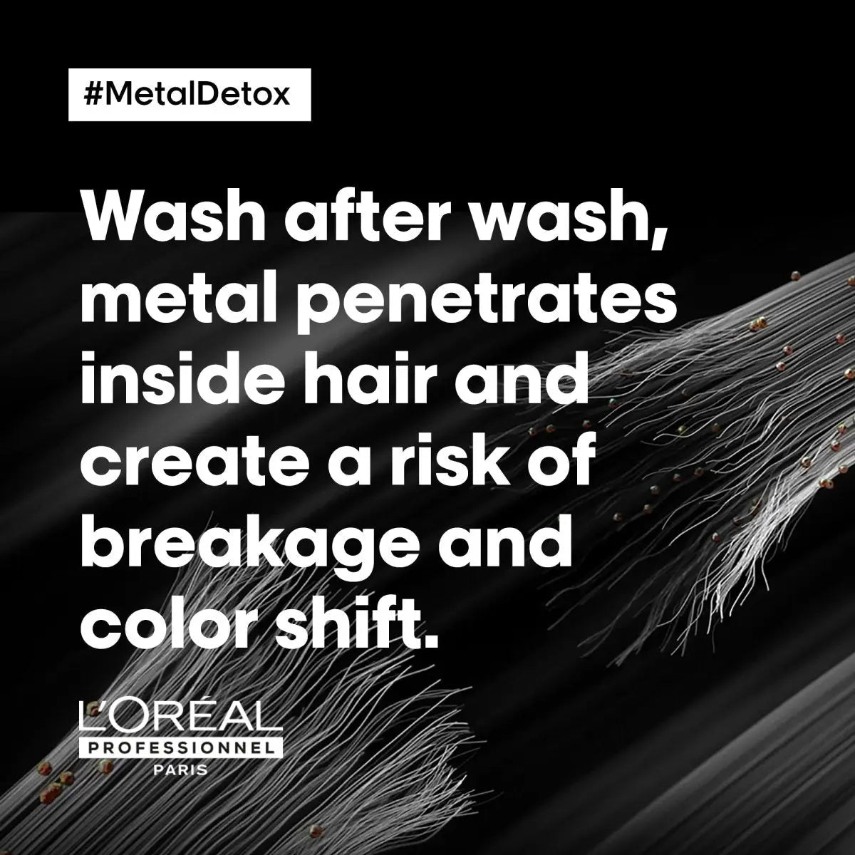 L'Oreal Metal Detox: Stop Hair Breakage & Color Shift from Metal Buildup. Professional hair care for stronger, vibrant hair.