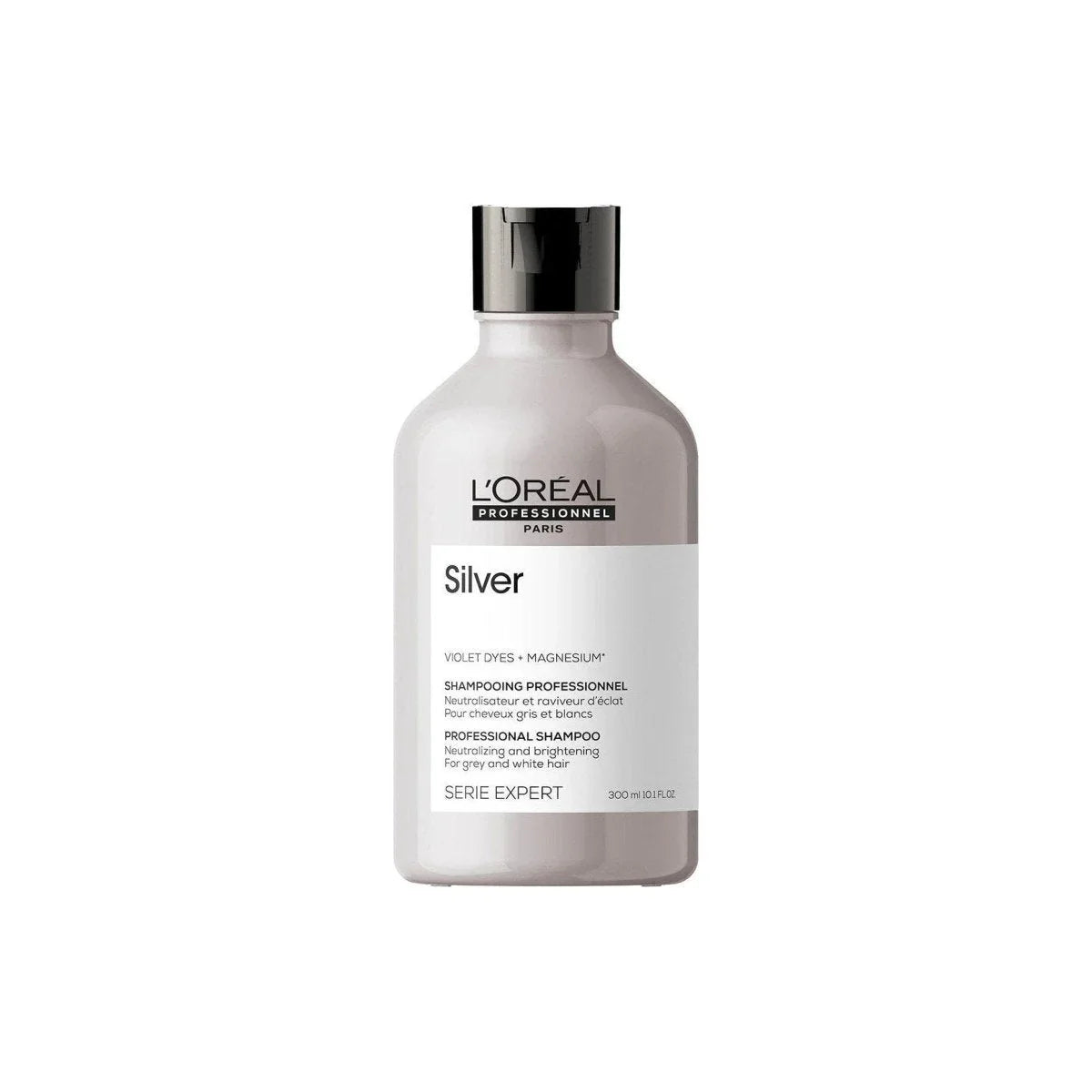 Bottle of L’Oreal Professionnel Silver Shampoo 300ml for Gray and White Hair - purple shampoo