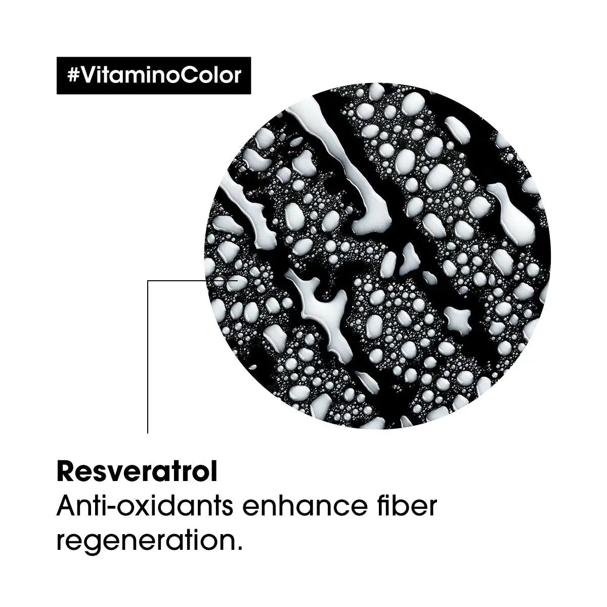 Circular microscopic view of resveratrol in L’Oréal Professionnel Vitamino Color 10 In 1 Spray