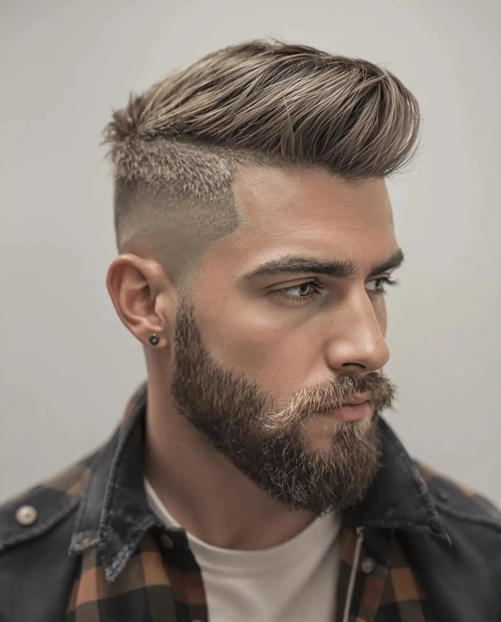 Man with a stylish haircut and beard.