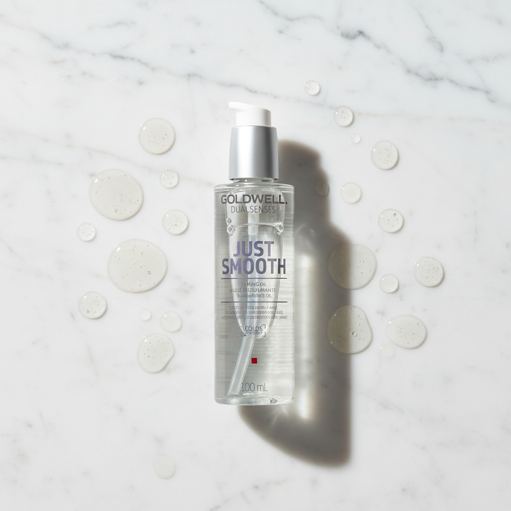 Marble flat lay with clear oil droplets