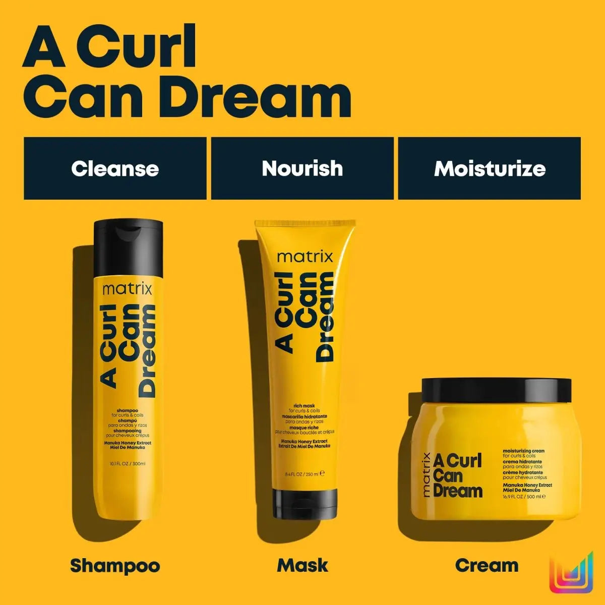 Matrix A Curl Can Dream: Shampoo, Mask & Cream for Curly Hair. Cleanse, Nourish, Moisturize. #curlyhair #matrix