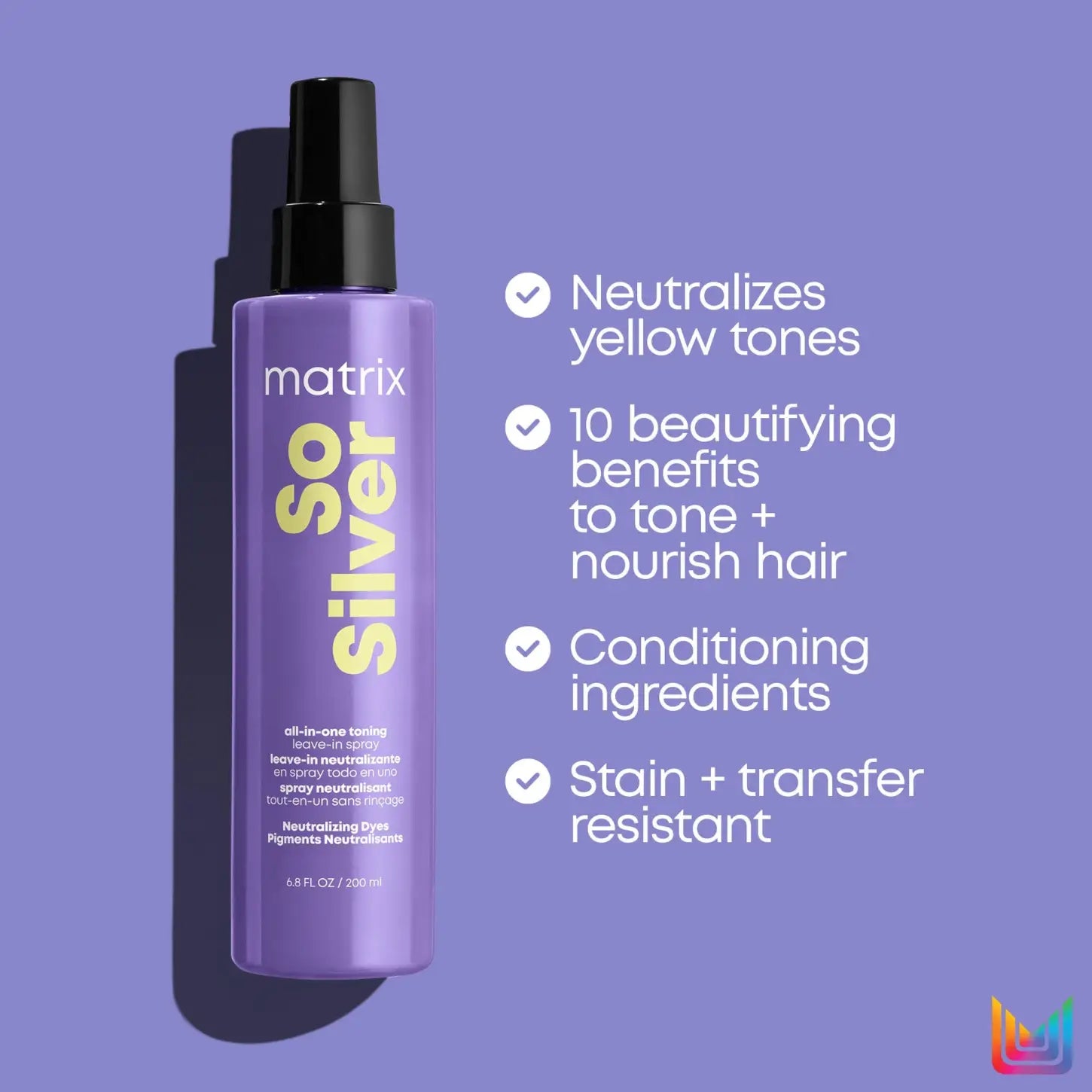 Matrix So Silver Toning Spray: Neutralize Yellow Tones for Blonde & Gray Hair - Leave-in Toner