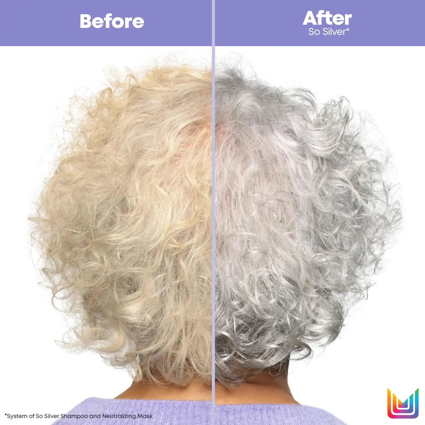 Matrix So Silver: Before & After Toning Spray on Grey Hair. Neutralizes Yellow, Enhances Silver!