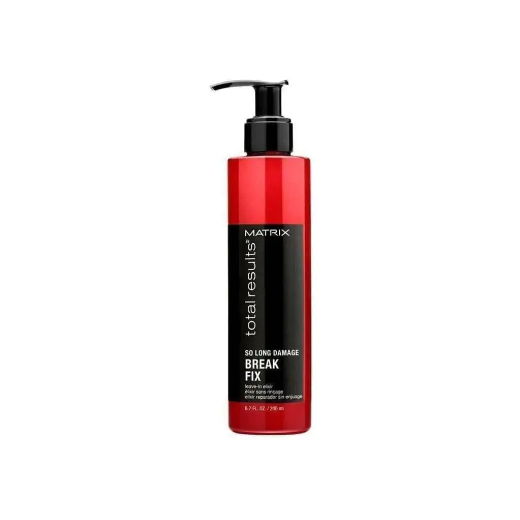 Red bottle of Matrix Total Results So Long Damage Break Fix leave-in elixir - 200ml