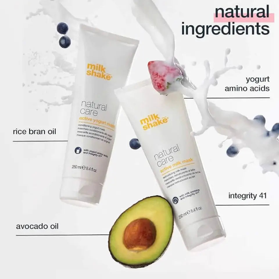 Milkshake Active Yogurt Mask treatment with natural ingredients including avocado oil rice bran oil and yogurt amino acids
