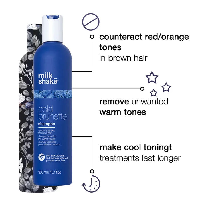 Milkshake Cold Brunette Shampoo: Tone Brown Hair, Neutralize Red/Orange, Cool Toning, Hair Care