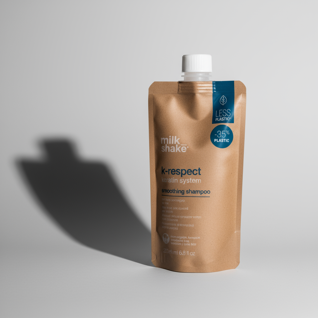 Milkshake K-Respect Smoothing Shampoo pouch with eco-friendly less plastic packaging