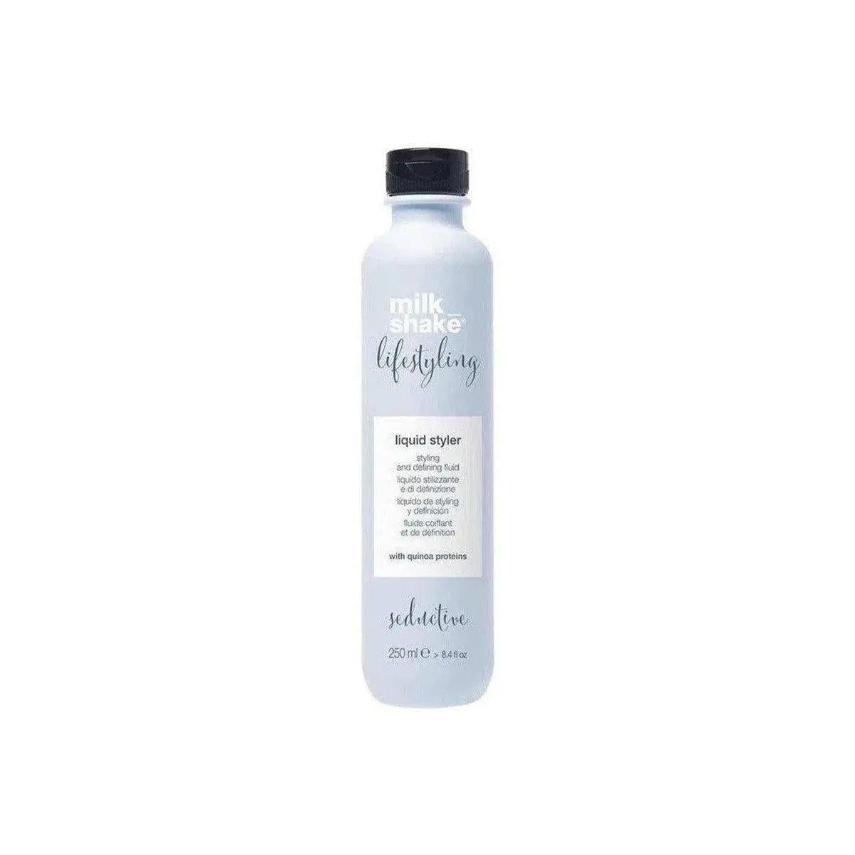Milkshake Liquid Styler flexible hold styling aid bottle with quinoa proteins for hair shaping