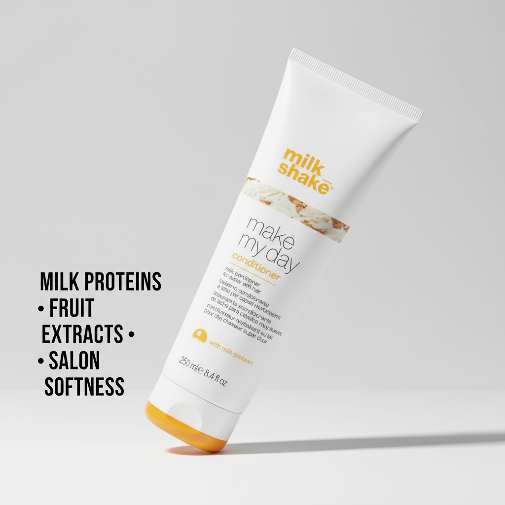 Milkshake Make My Day Conditioner 250ml white tube with yellow cap and milk proteins text