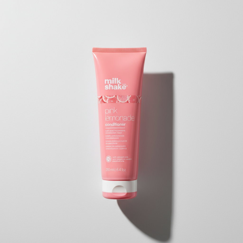 Milkshake pink lemonade color conditioner in a pink squeeze tube with white cap