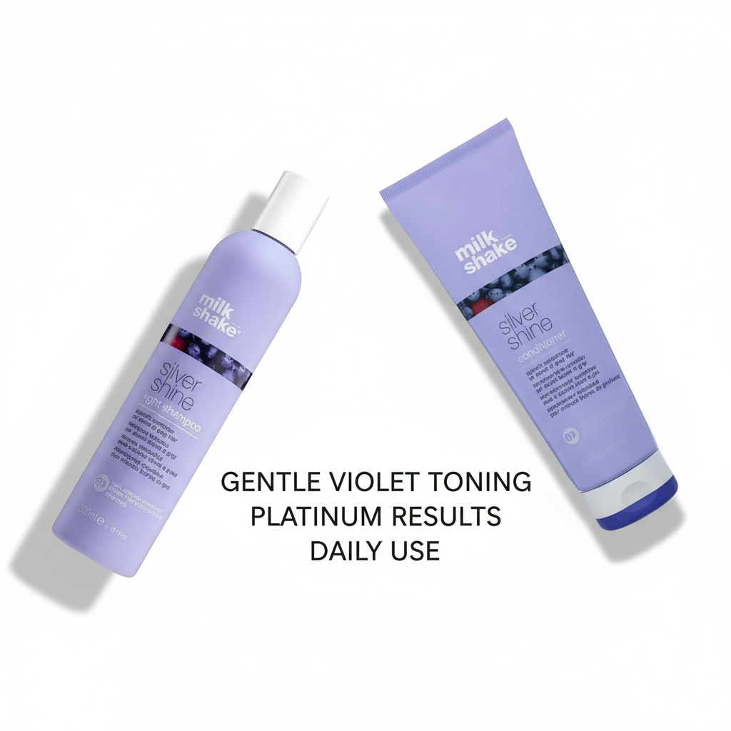 Milkshake Silver Shine Light Duo gift set with violet toning shampoo and conditioner for platinum hair