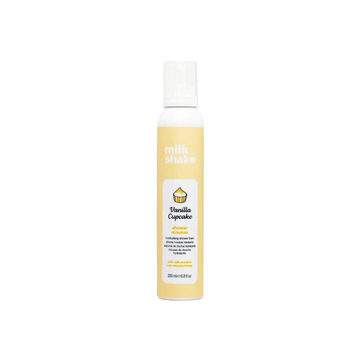 Milkshake Vanilla Cupcake Shower Mousse bottle with yellow label and white cap 200 ml
