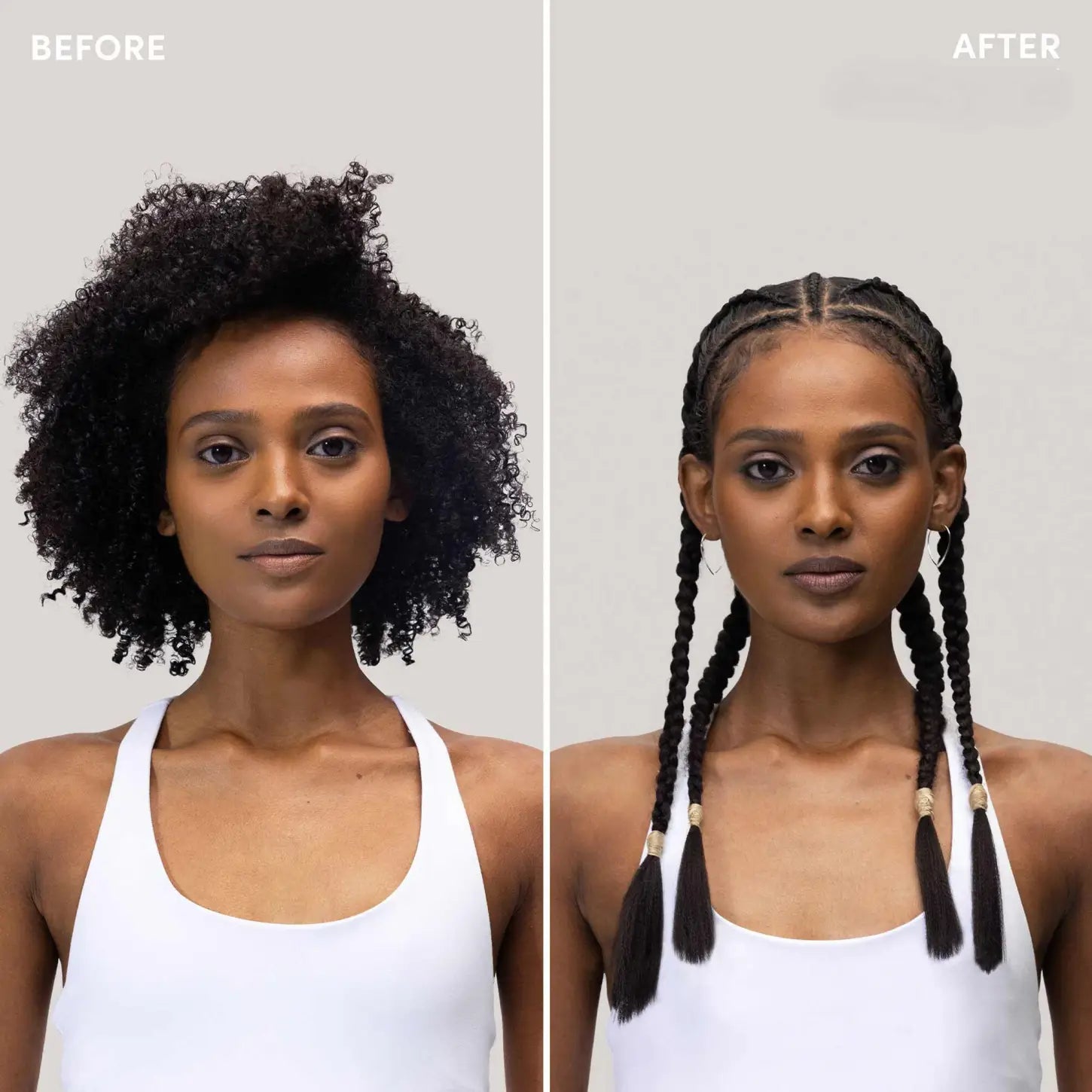 Mizani Hair Transformation: Before & After braids. Natural hair care results.