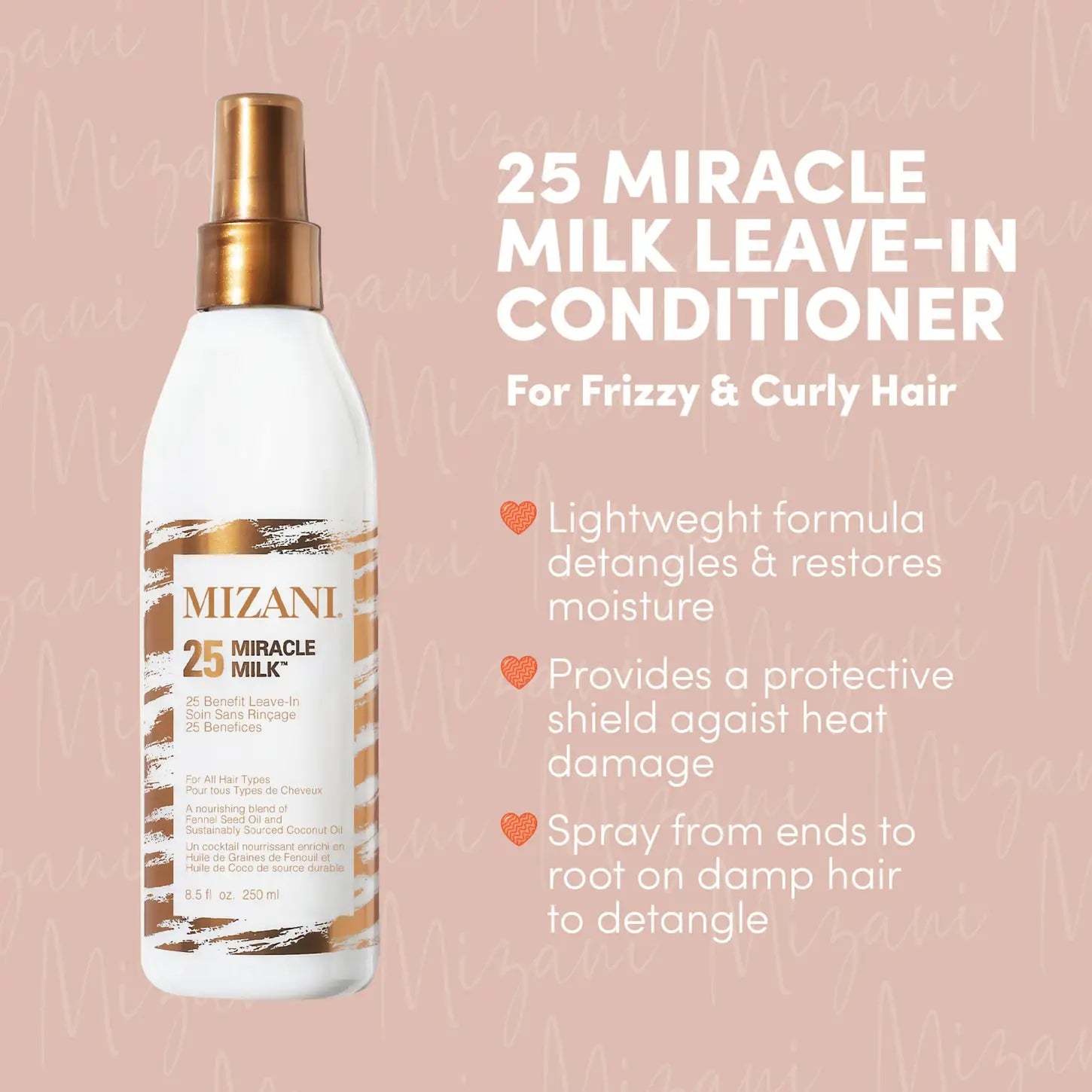 Mizani 25 Miracle Milk Leave-in Conditioner for Frizzy & Curly Hair | Detangles, Heat Protection, Moisturizes