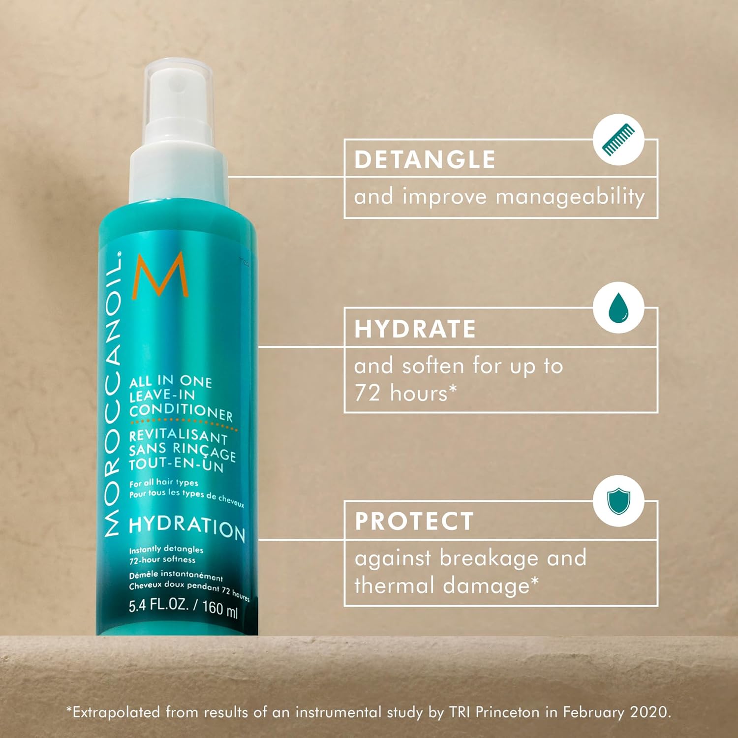 Hydrate and protect your hair with Moroccanoil All In One Leave In Conditioner 160ML for effortless manageability.