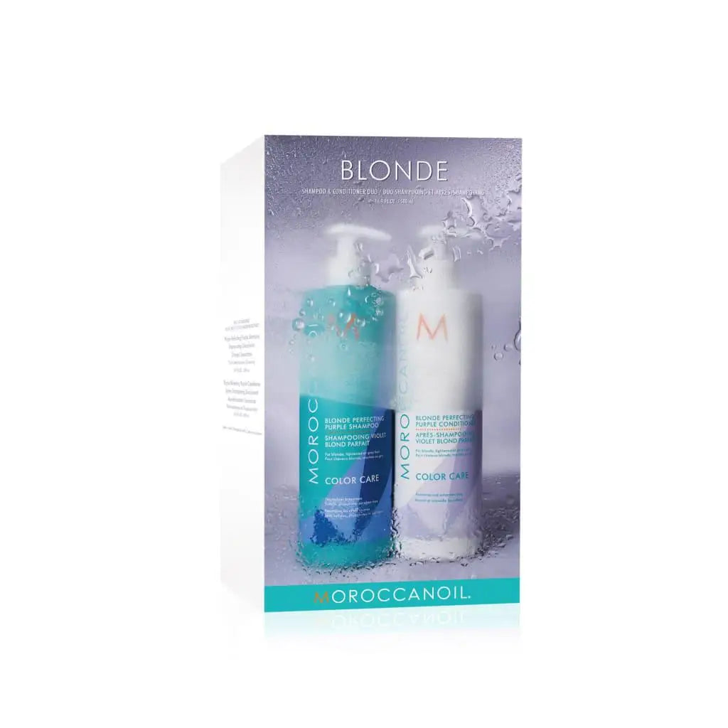 Moroccanoil Blonde Perfecting Purple Shampoo & Conditioner Set. Color Care for Blonde Hair, 500ml.