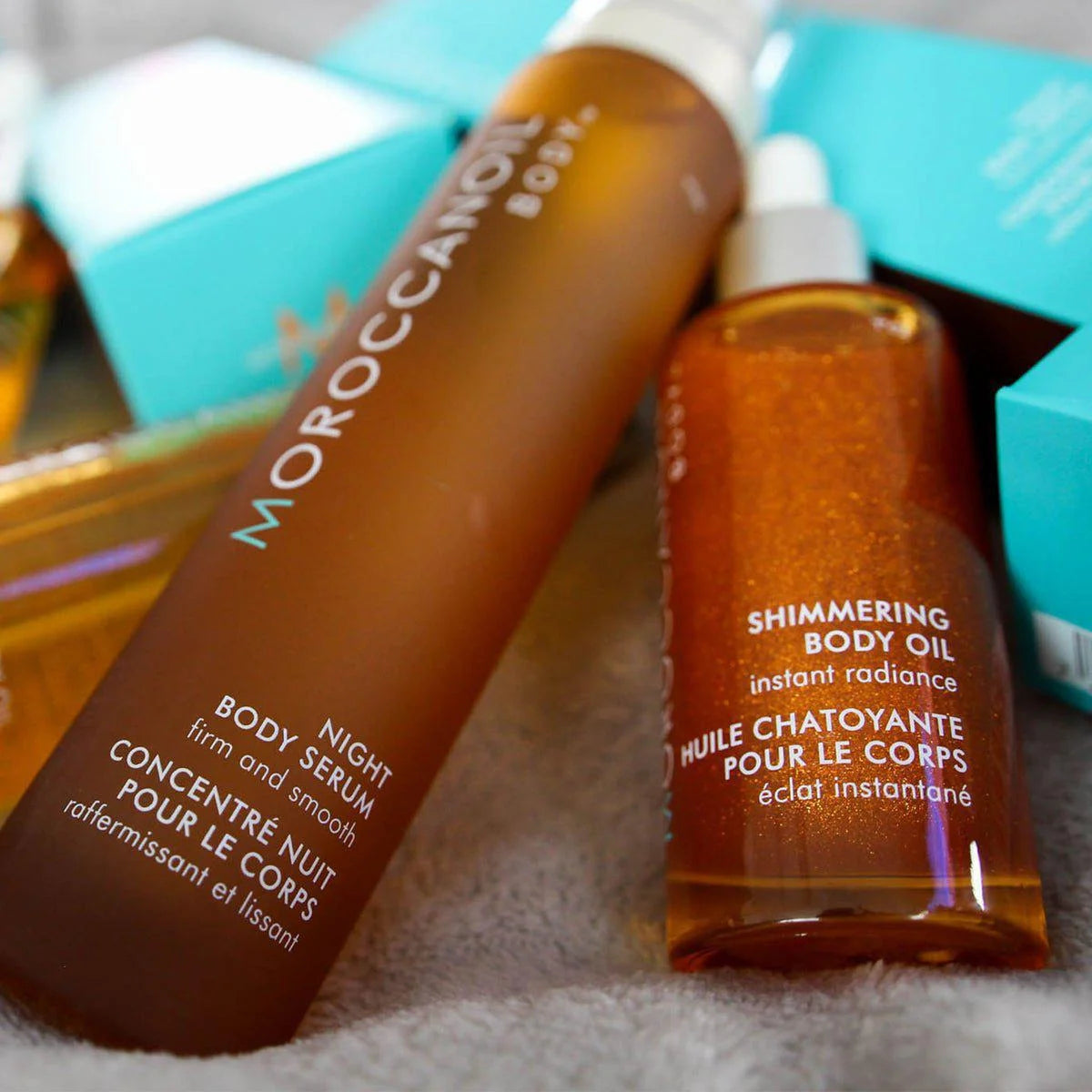 Moroccanoil Body: Shimmering Body Oil & Night Body Serum. Radiant & Smooth Skin.