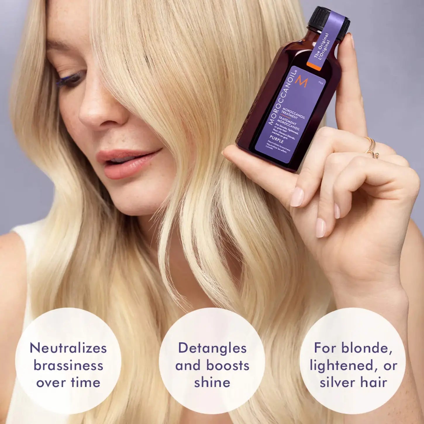 Moroccanoil Purple Treatment: Best for Blonde Hair. Neutralizes brassiness!