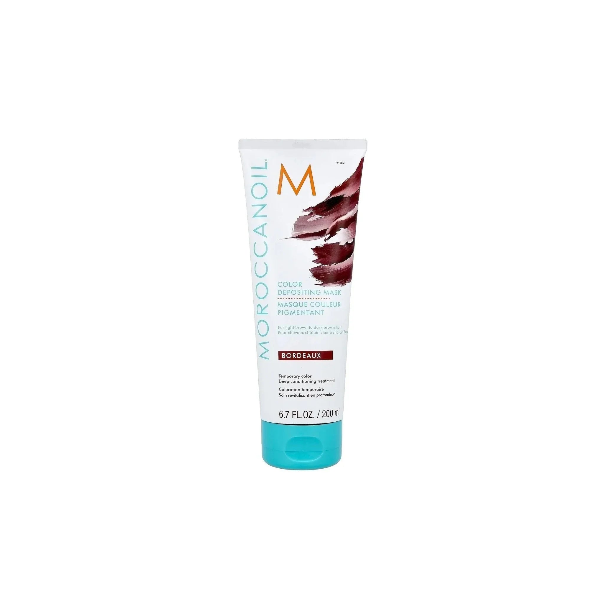 Moroccanoil Color Deposit Mask Bordeaux in a 200ml tube for vibrant color treatment on hair